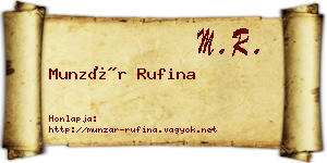 Munzár Rufina névjegykártya
